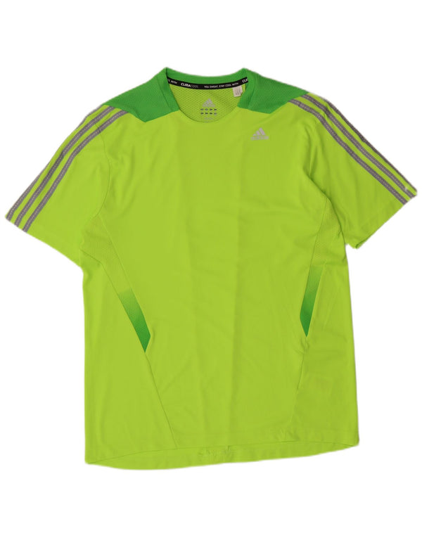 T-shirt regolare da uomo ADIDAS sportiva in poliestere a righe verde medio