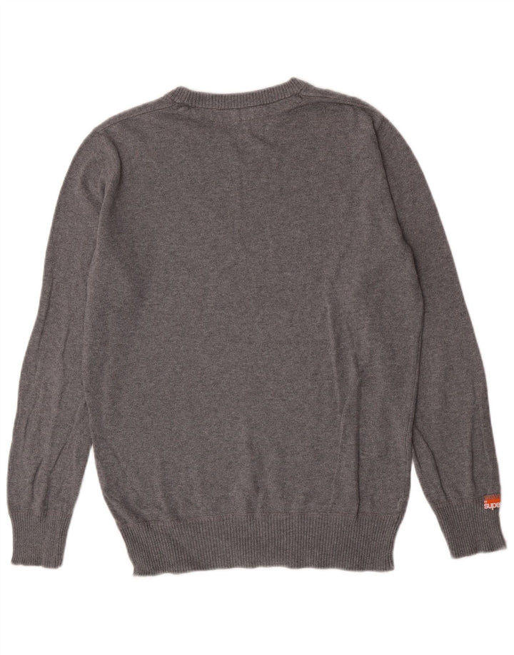 Maglione da uomo con scollo a barca Superdry piccolo cotone chiazzato grigio