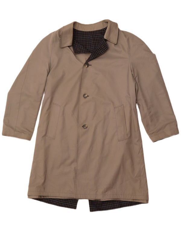 Trench reversibile da uomo DIOLEN UK 40 grande poliestere a quadri grigi