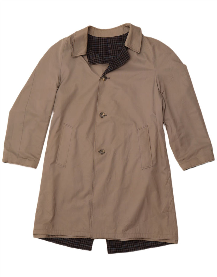 Trench reversibile da uomo DIOLEN UK 40 grande poliestere a quadri grigi