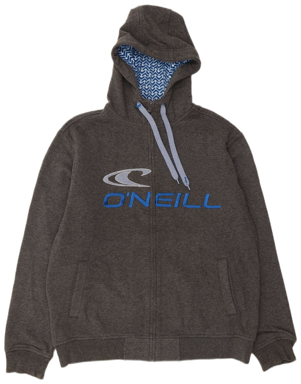 Maglione con cappuccio e zip grafica da uomo O'Neill XL in cotone grigio