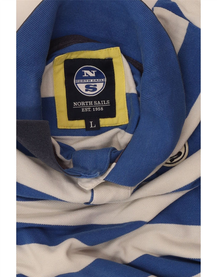 Polo da rugby da uomo NORTH SAILS grande in cotone a righe blu