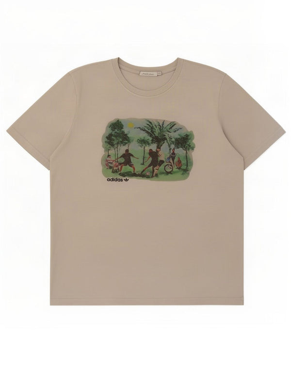 T-shirt grafica da uomo Adidas Top XL in cotone grigio