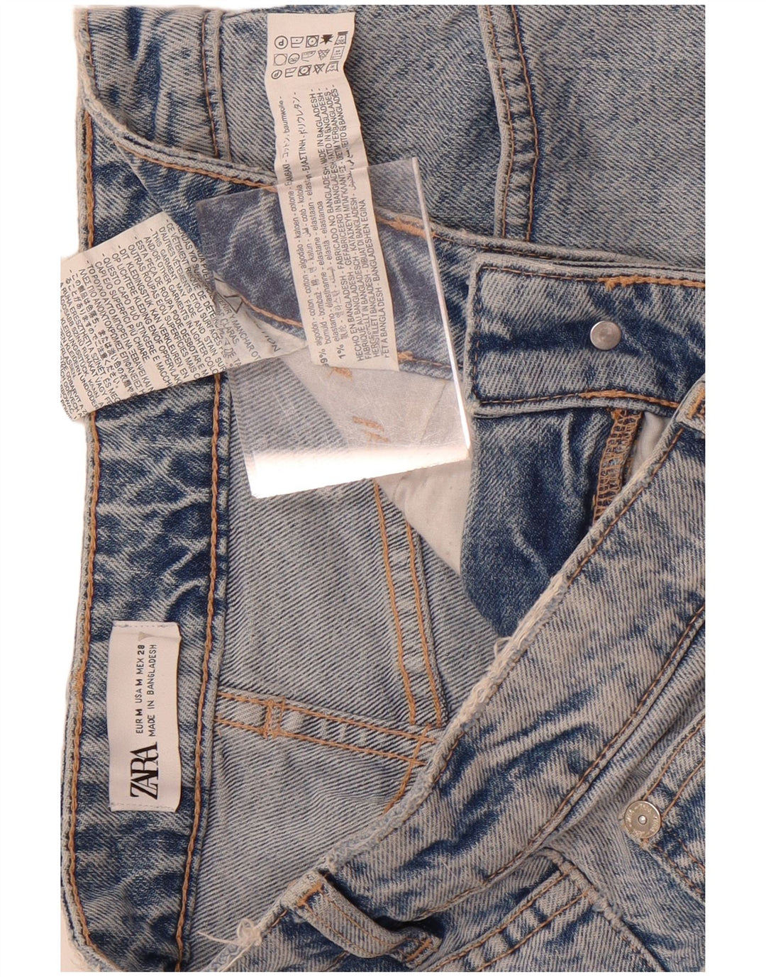 Gonna in denim da donna Zara media W28 in cotone blu