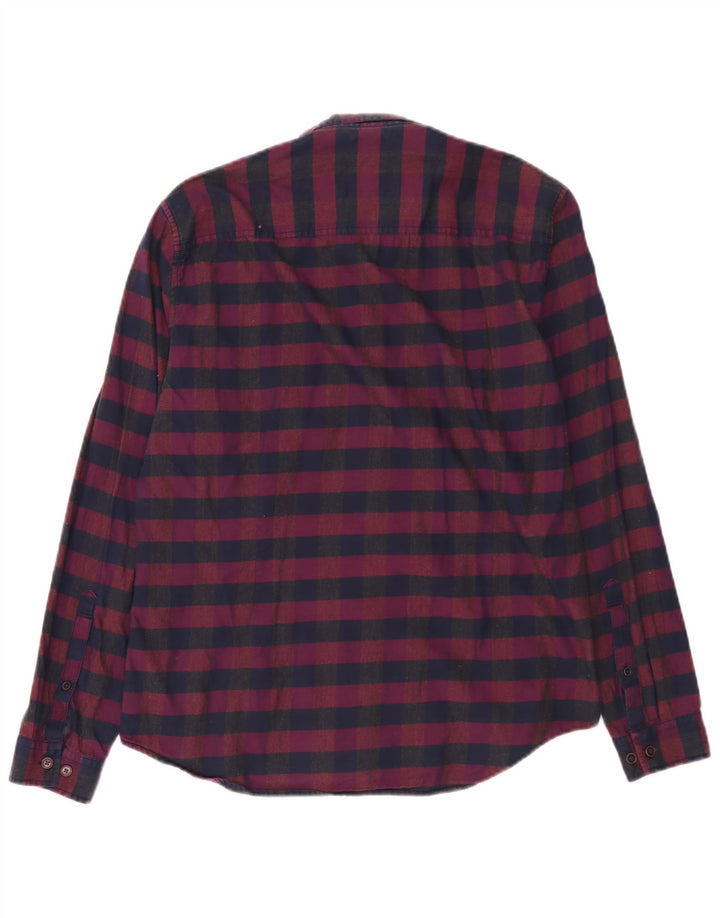 Joules Camicia da uomo slim fit in flanella di cotone a quadretti bordeaux medio