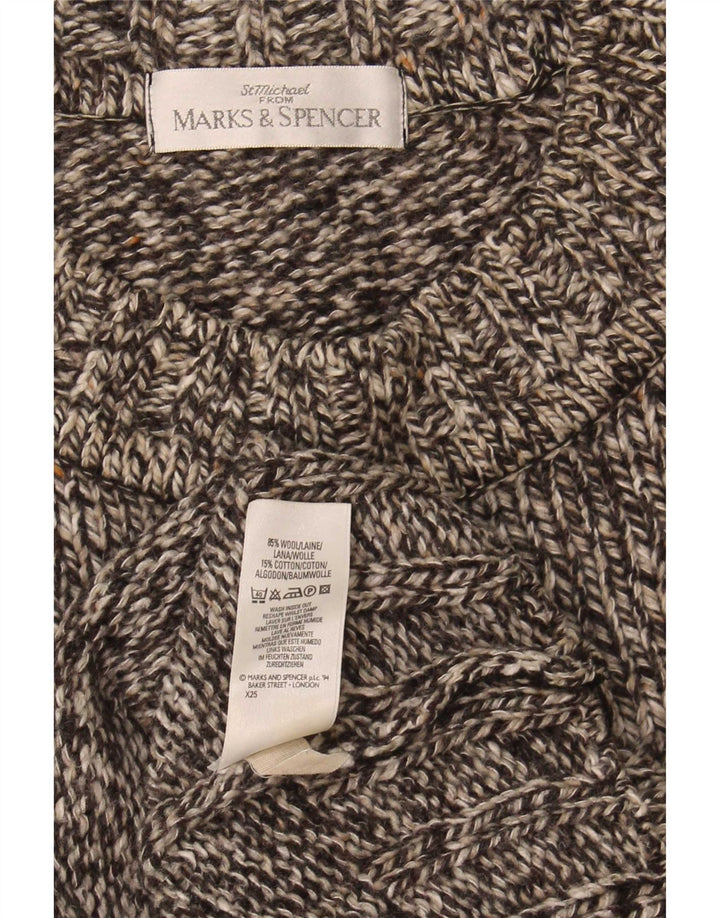 Maglione maglione girocollo da uomo Marks & Spencer piccolo in lana screziata grigia