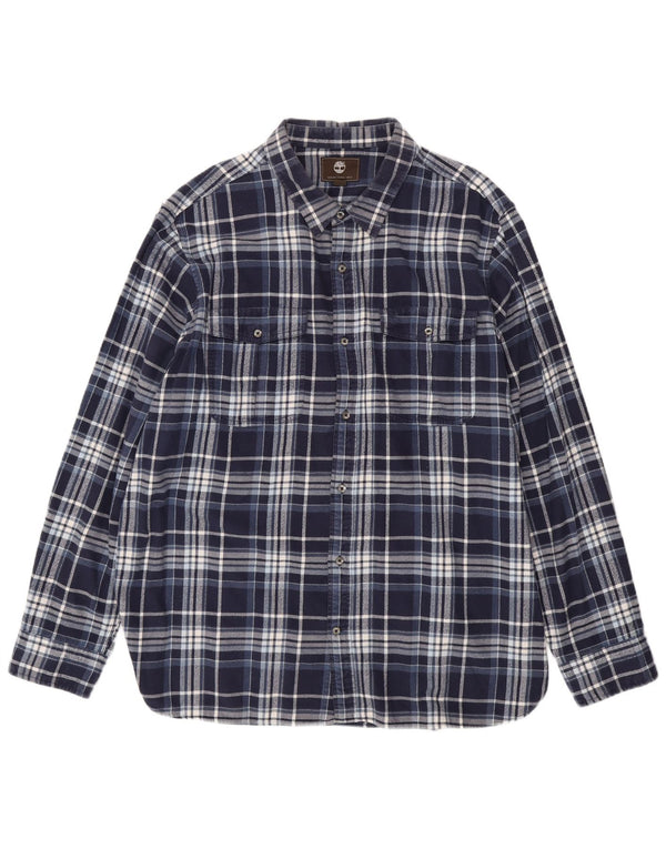 TIMBERLAND Camicia da uomo in flanella vestibilità regolare 3XL Cotone a quadri blu navy