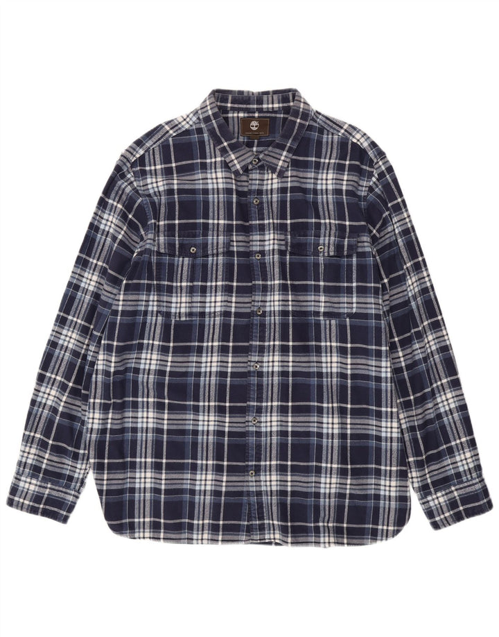 TIMBERLAND Camicia da uomo in flanella vestibilità regolare 3XL Cotone a quadri blu navy