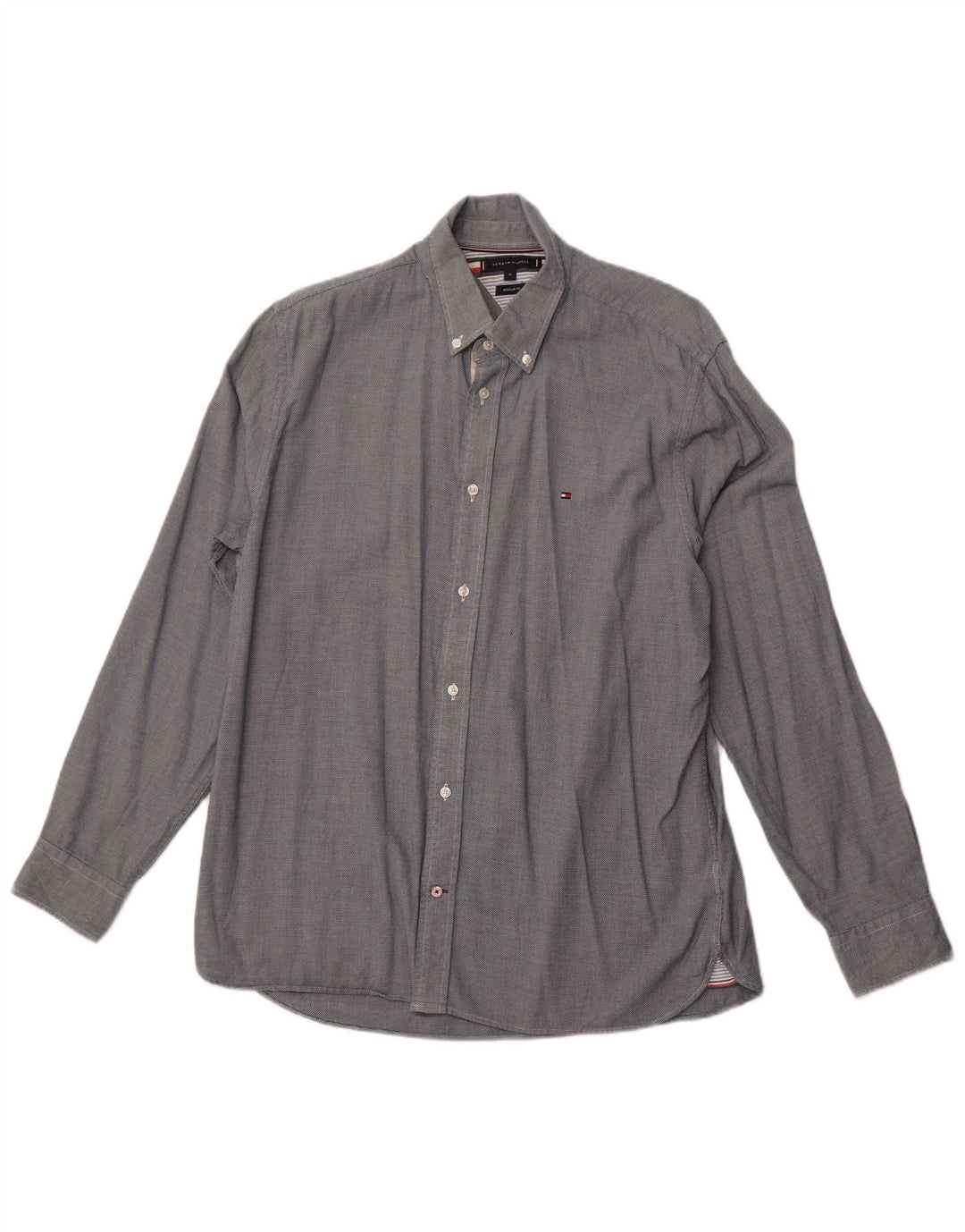 TOMMY HILFIGER Camicia da uomo vestibilità regolare XL Cotone maculato grigio