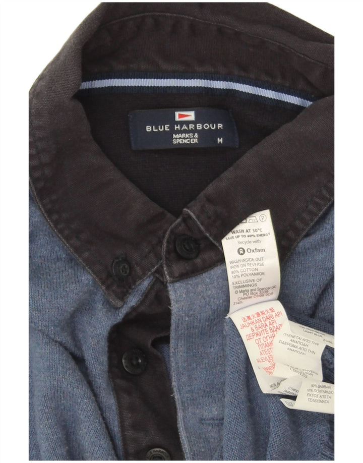 Maglione da uomo Marks & Spencer blu Harbour con collo a polo blu medio