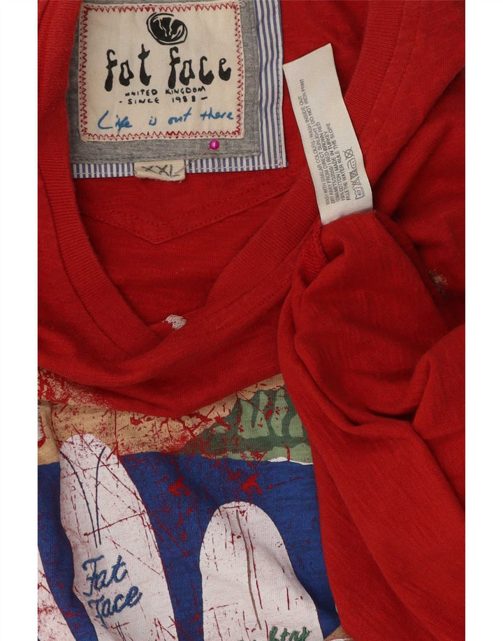 T-shirt grafica da uomo Fat Face Top 2XL cotone rosso