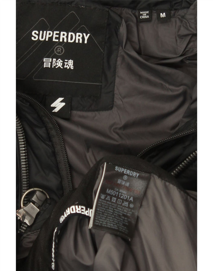 Giacca imbottita con cappuccio da uomo Superdry UK 38 nylon nero medio