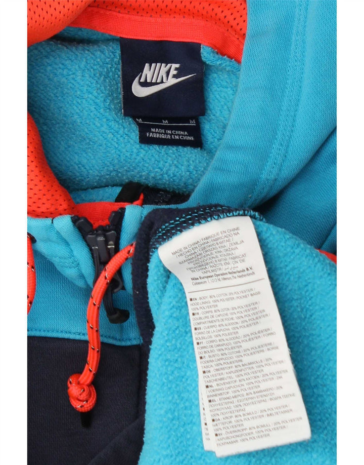 Felpa con cappuccio e zip Nike da uomo in cotone color block blu medio