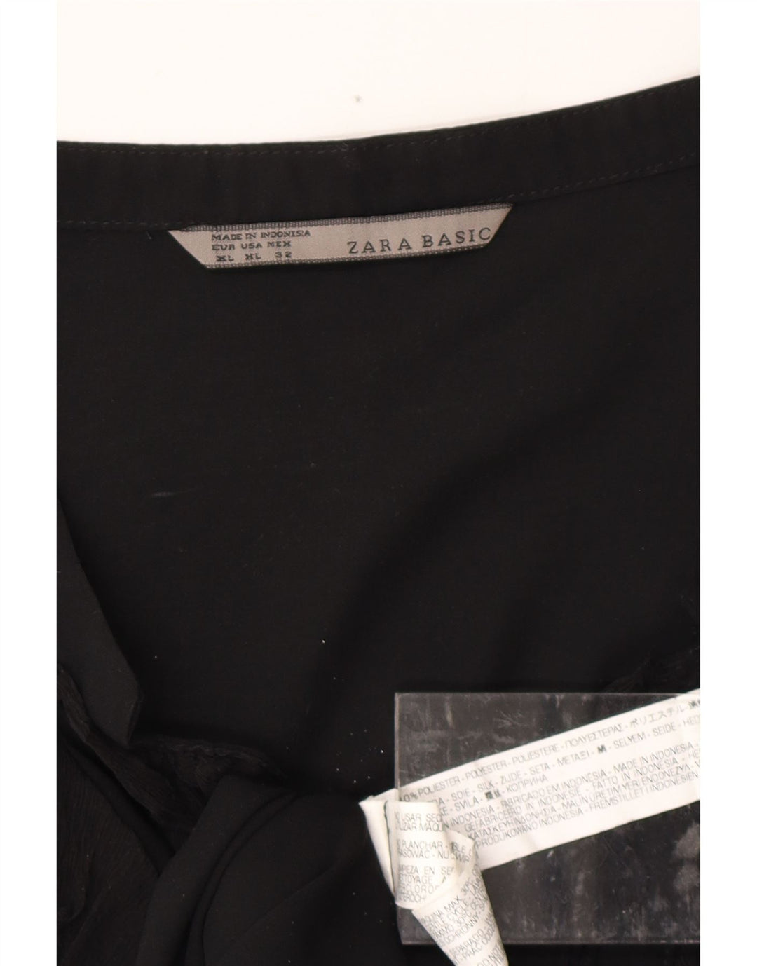 Abito a trapezio da donna ZARA con volant sul davanti UK 18 XL poliestere nero