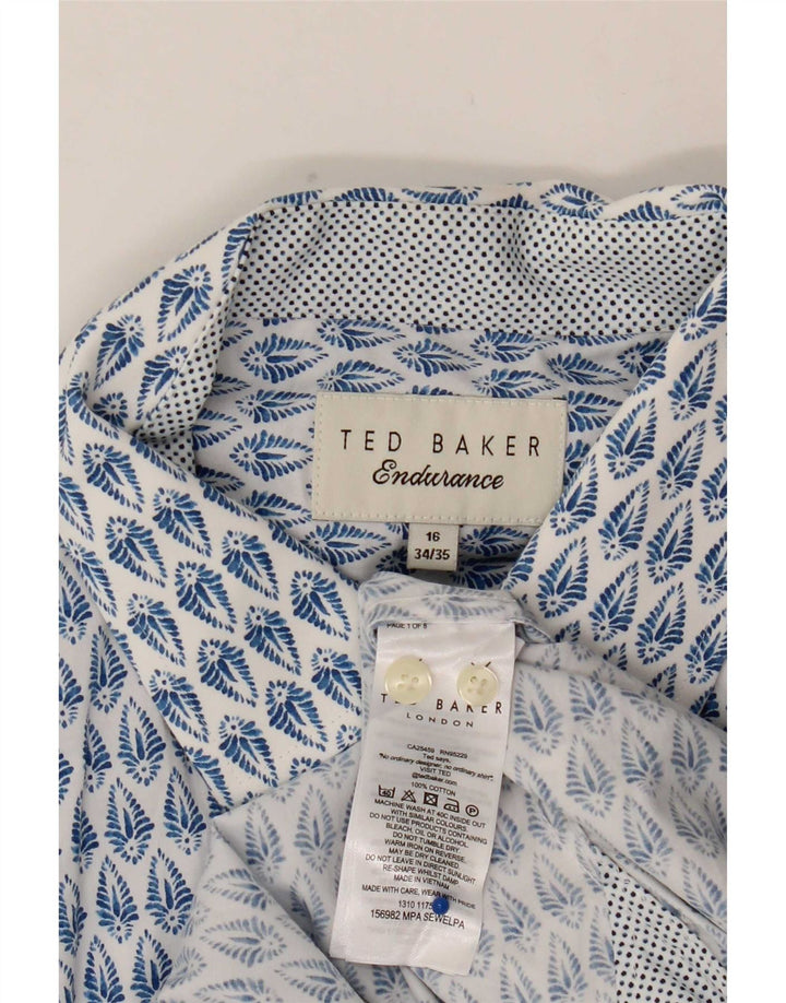 Camicia da uomo Ted Baker taglia 16 grande cotone floreale blu