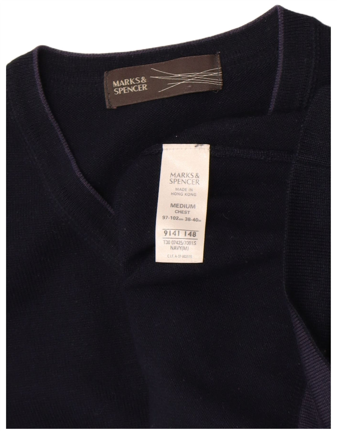 Maglione da uomo con scollo a V Marks & Spencer medio blu navy in acrilico
