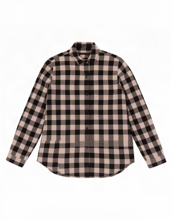 Camicia da donna Zara UK 14 Large in cotone a quadretti nero