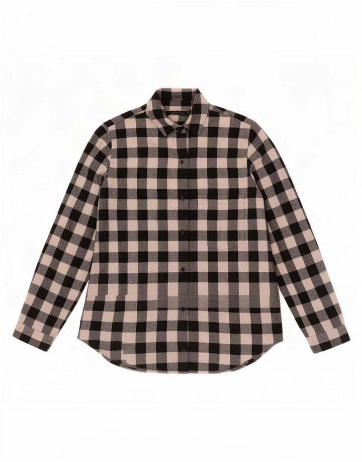 Camicia da donna Zara UK 14 Large in cotone a quadretti nero