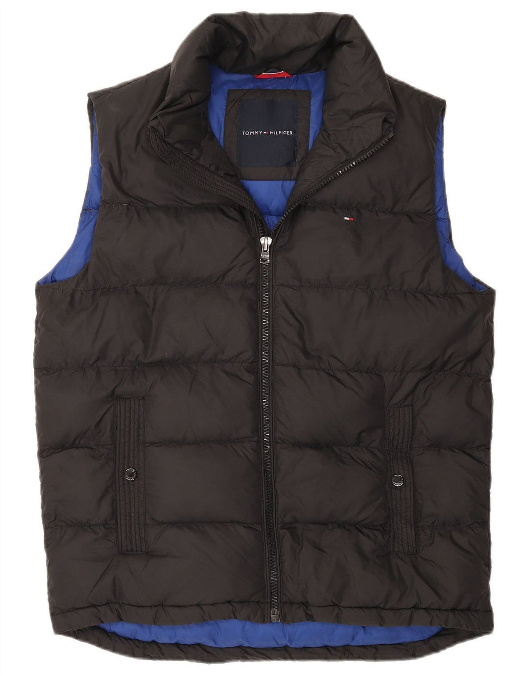 TOMMY HILFIGER Gilet imbottito da uomo UK 40 Large Nero Nylon