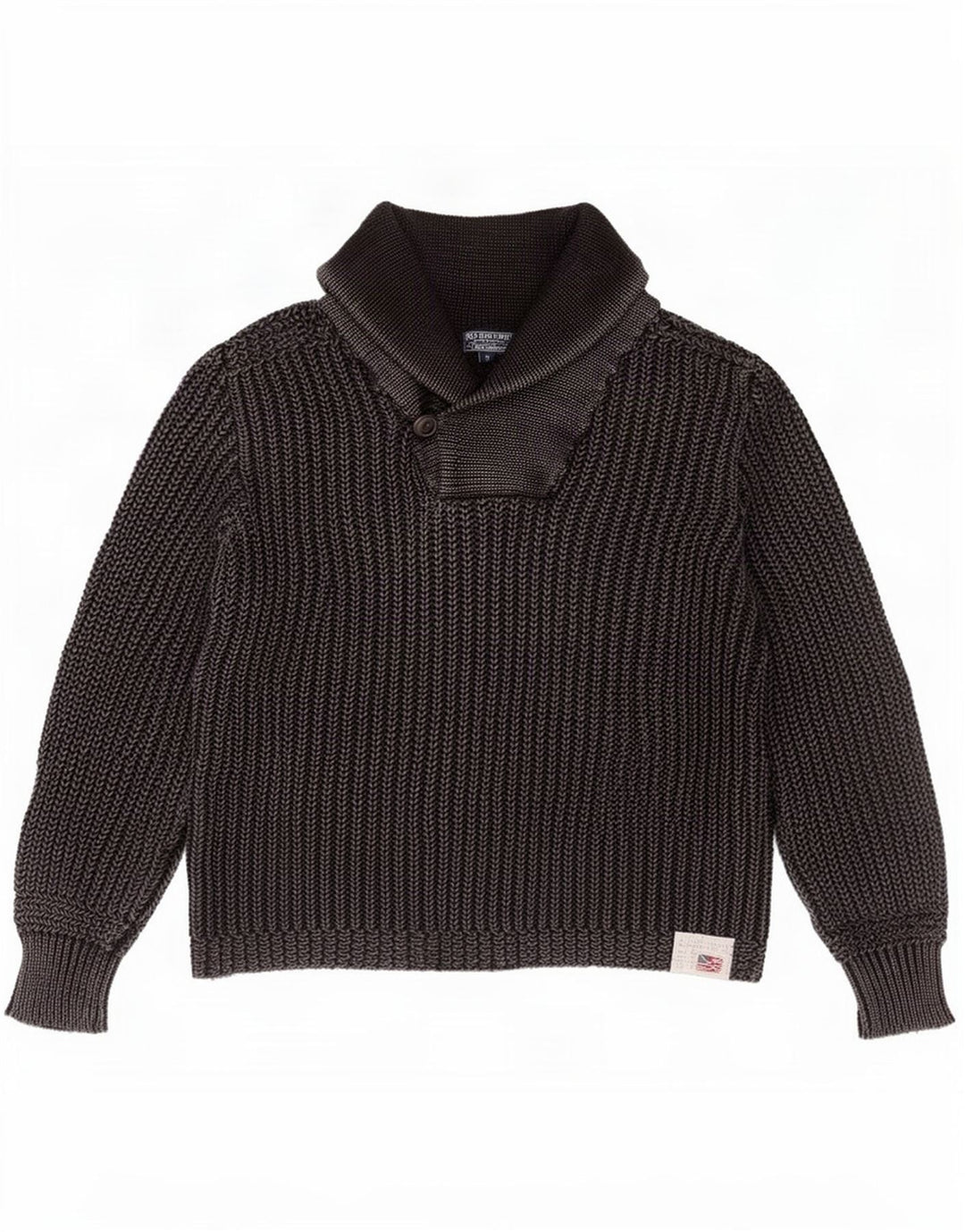 Maglione da uomo con collo a scialle Ralph Lauren in cotone grigio medio