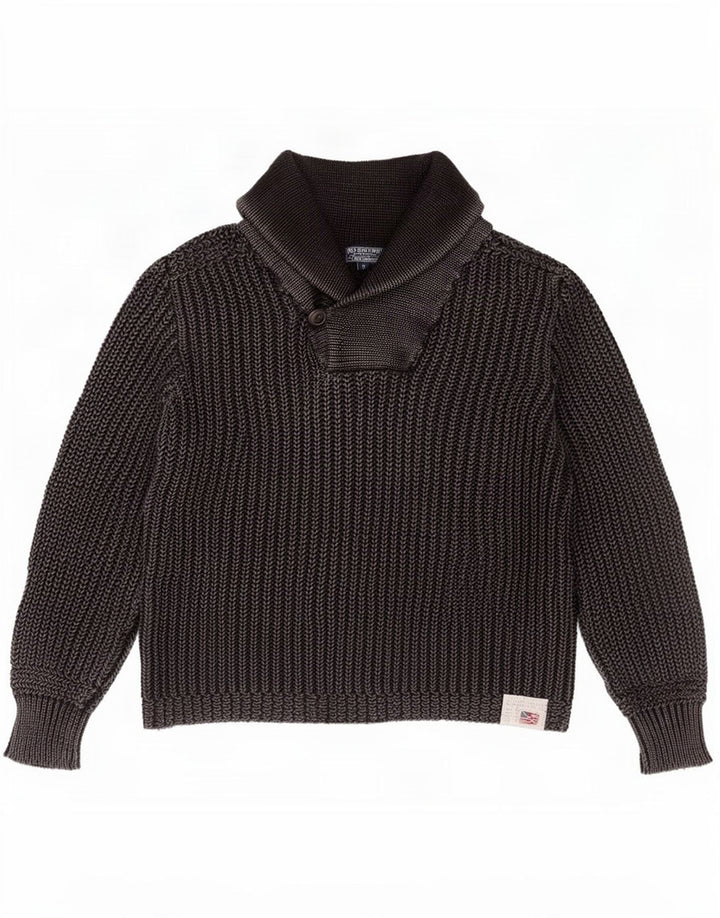 Maglione da uomo con collo a scialle Ralph Lauren in cotone grigio medio