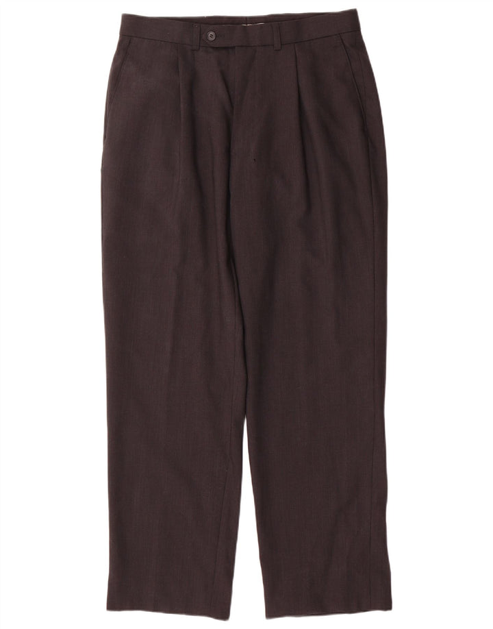 Pantaloni da abito con pegging da uomo Marks & Spencer W32 L29 Lana marrone