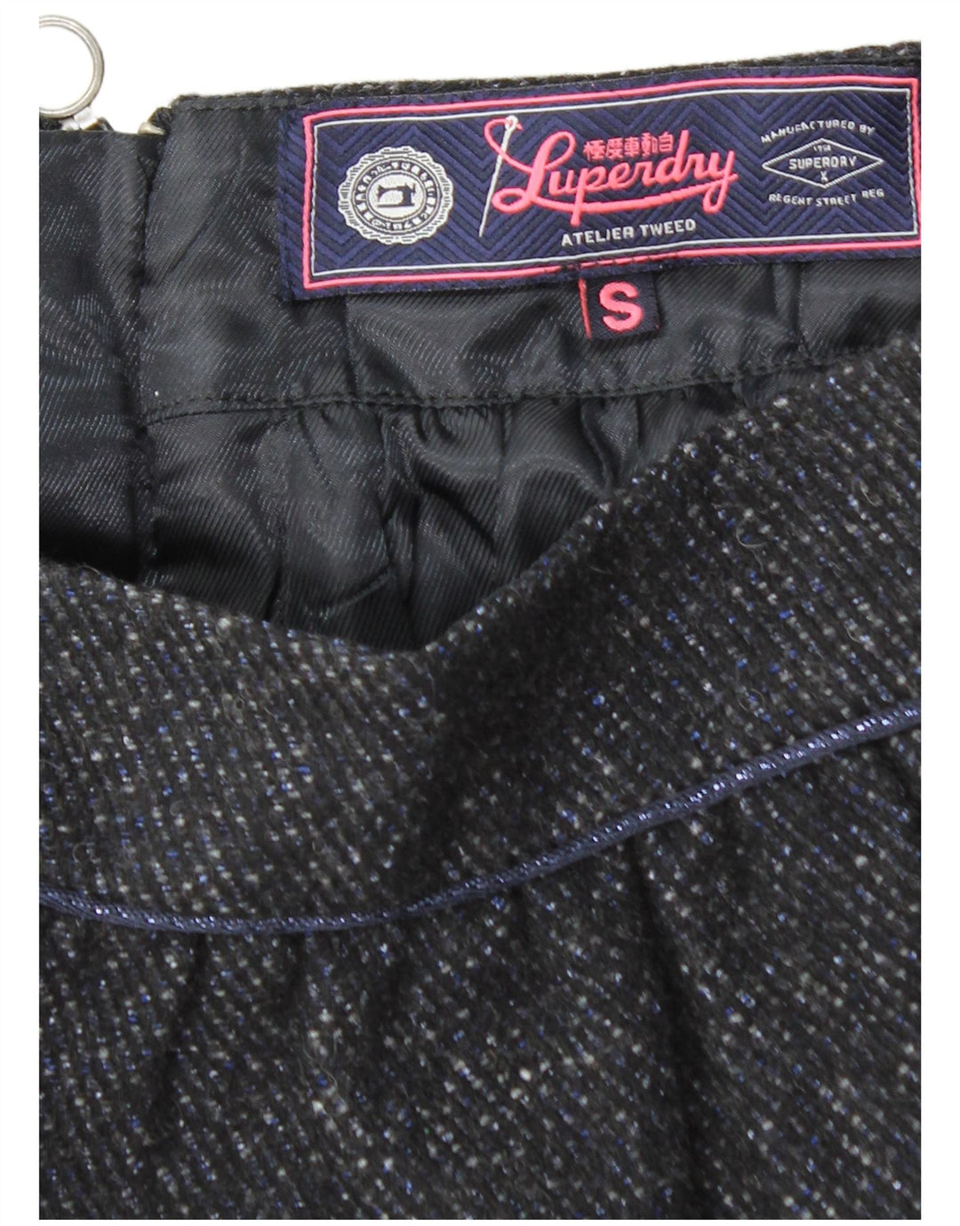 Minigonna da donna SUPERDRY piccola W27 poliestere chiazzato grigio