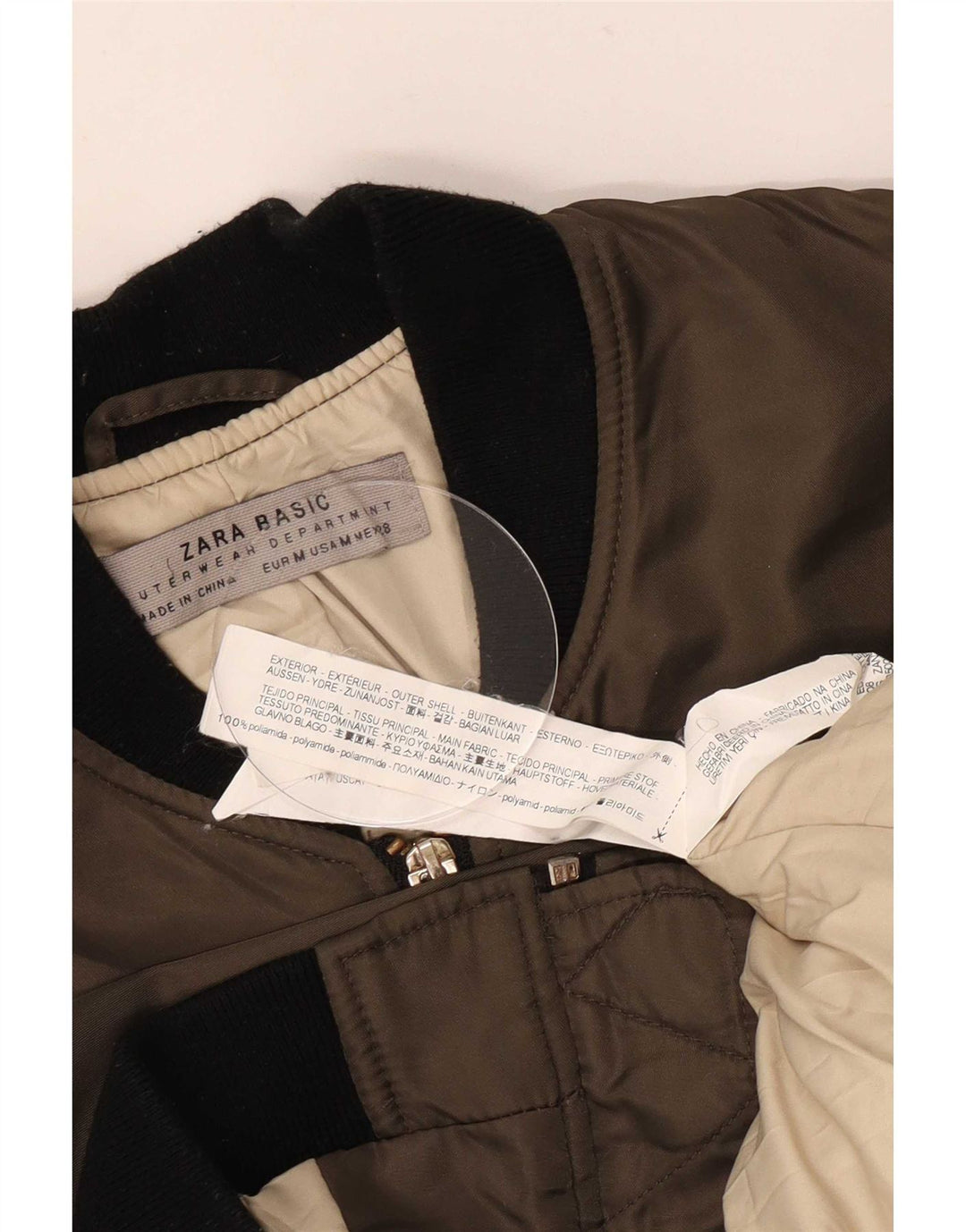 Giubbotto bomber oversize da donna Zara UK 14 color block color kaki medio