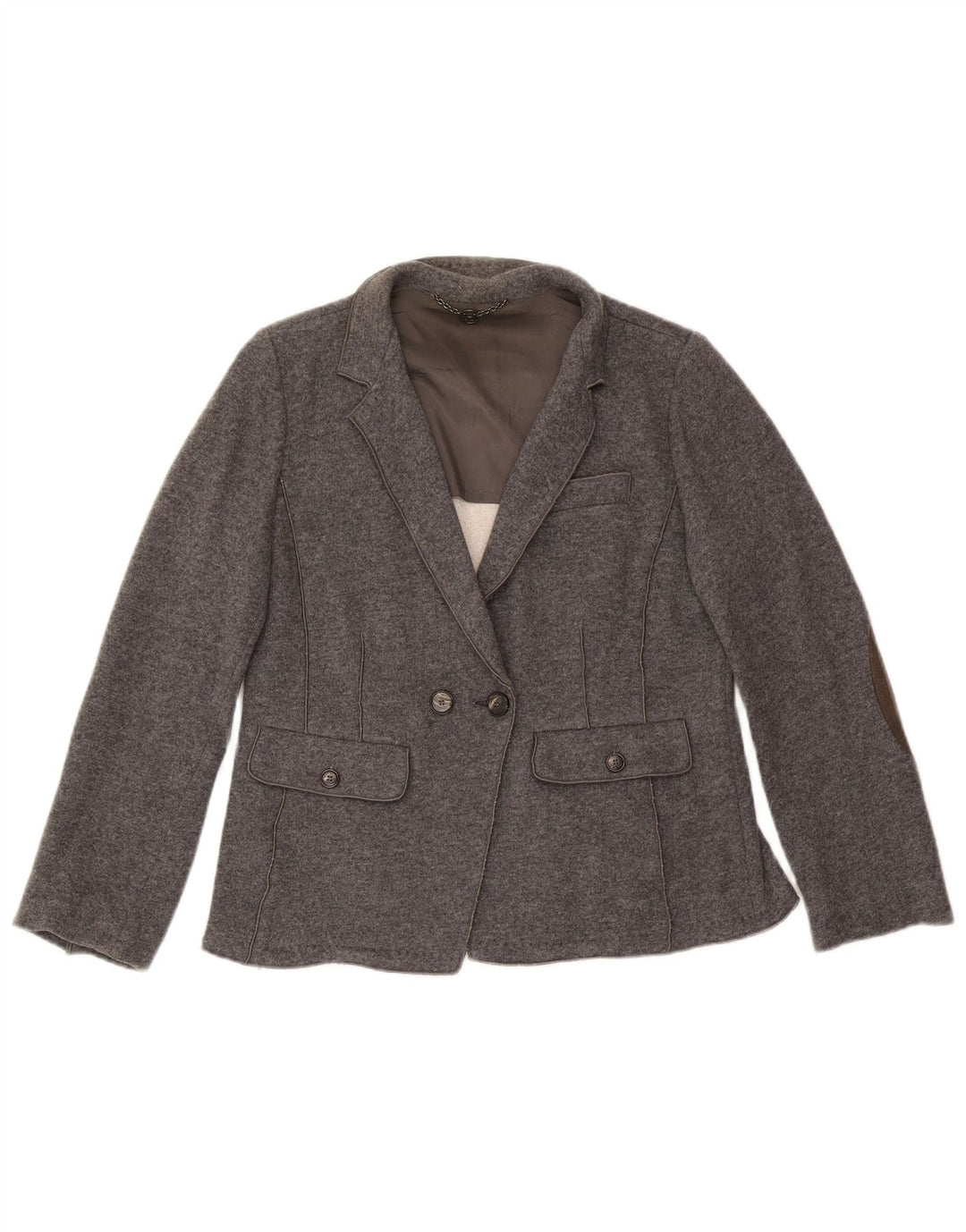 Giacca blazer in maglia doppio petto da donna Marella UK 18 XL lana grigia