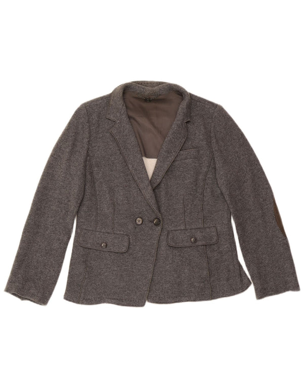 Giacca blazer in maglia doppio petto da donna Marella UK 18 XL lana grigia