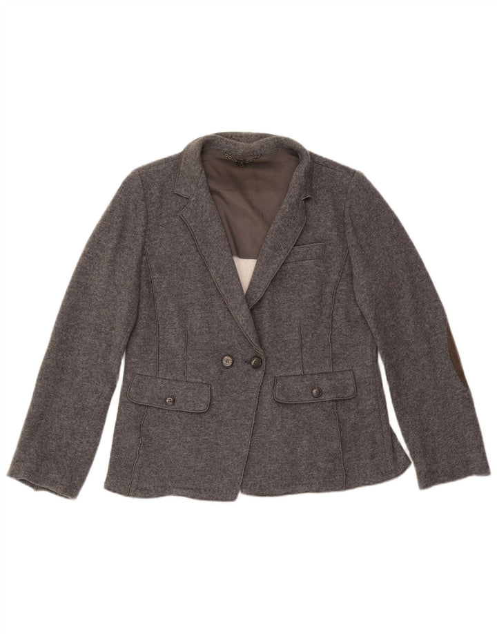 Giacca blazer in maglia doppio petto da donna Marella UK 18 XL lana grigia