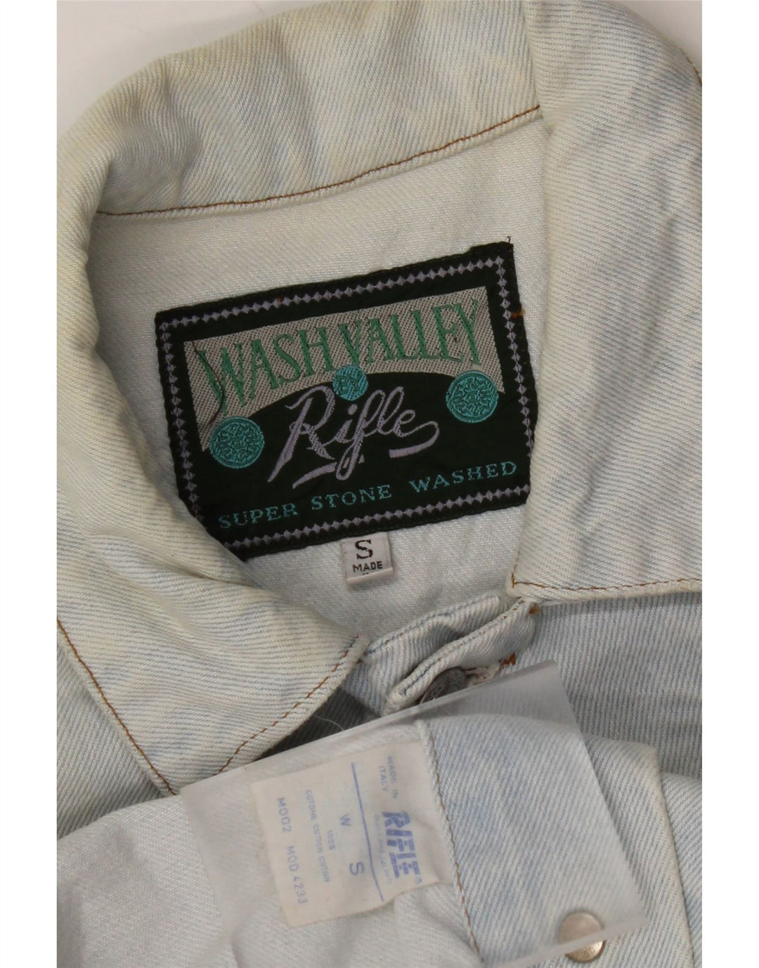 RIFLE Giacca in denim oversize corta da donna UK 10 piccola in cotone blu