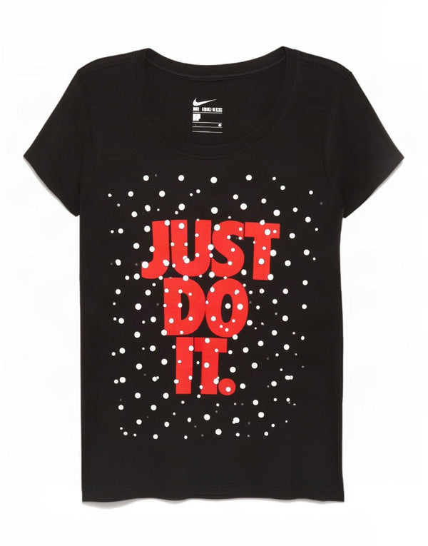 T-shirt grafica Nike da donna Top UK 10 Small Black Spotted Cotton