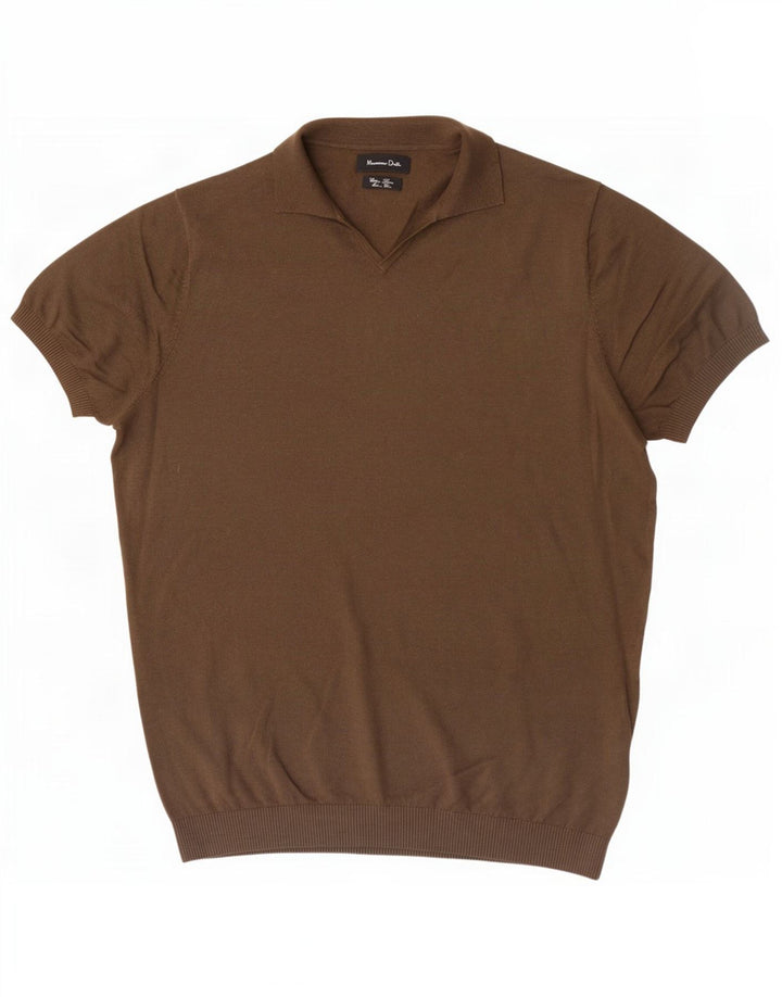 Polo da uomo Massimo Dutti in cotone kaki medio
