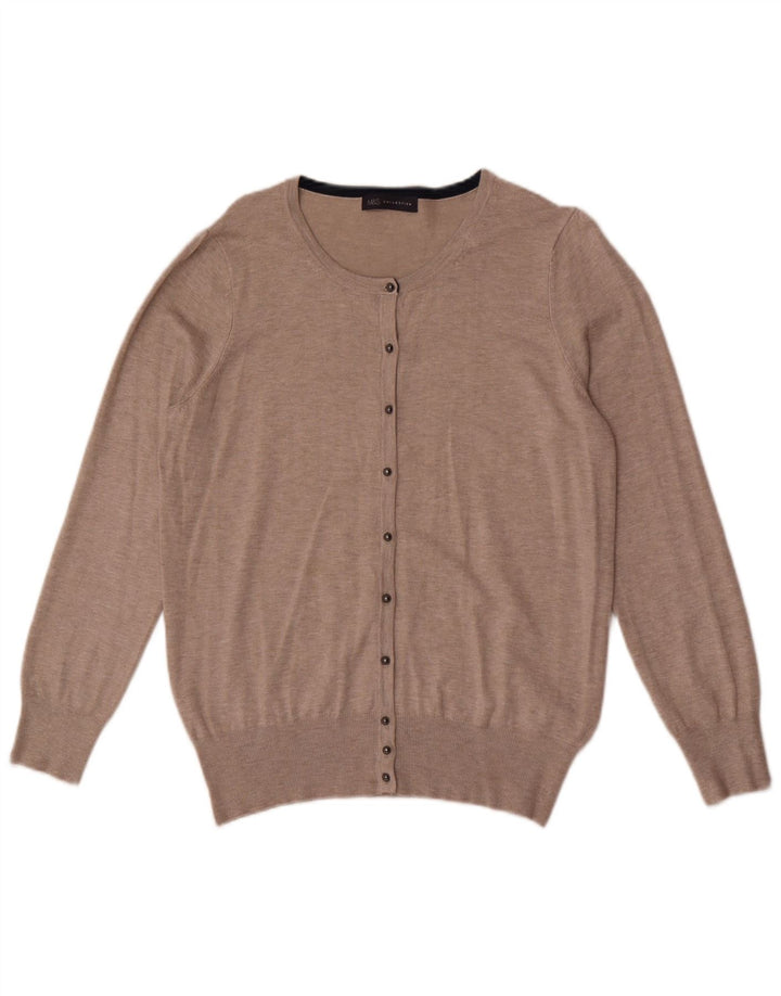 Maglione cardigan da donna Marks & Spencer UK 16 Large Beige Viscosa