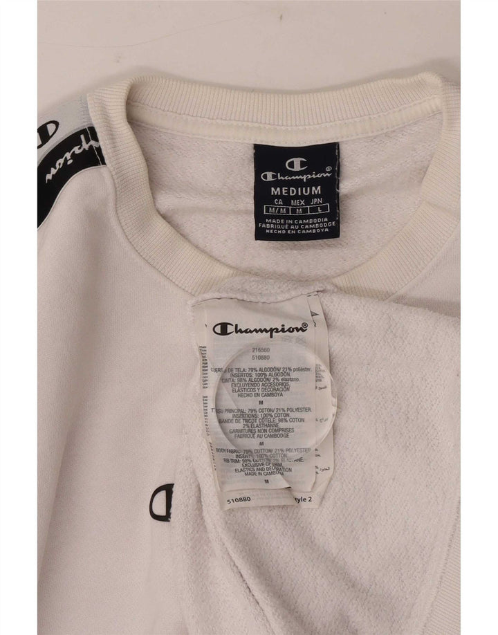 Felpa grafica da uomo Champion, maglione, cotone color block bianco medio