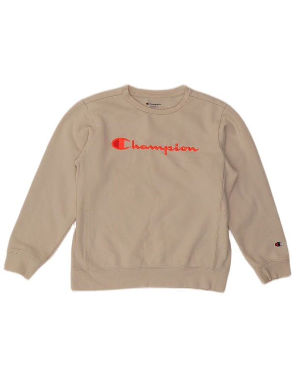 Felpa con grafica da donna Champion UK 16 Large in cotone bianco sporco