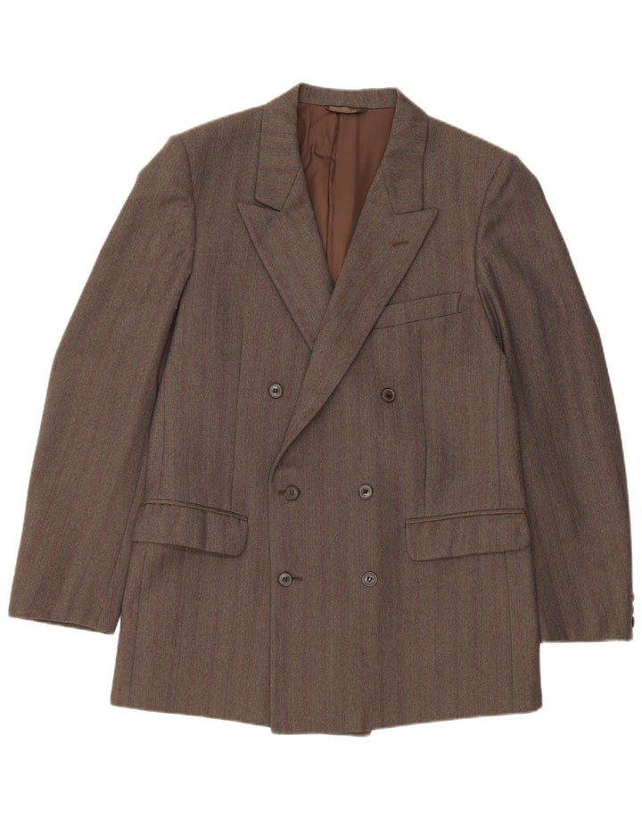 Giacca blazer doppiopetto vintage da uomo IT 50 grande gessato grigio