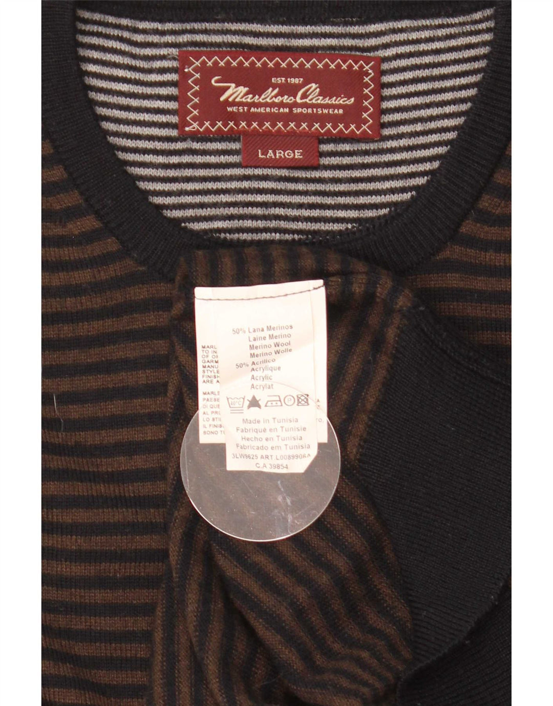 Marlboro Classics Maglione da uomo girocollo maglione grande lana gessata marrone