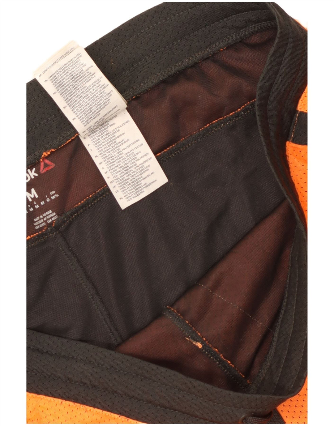 Pantaloncini sportivi grafici da uomo Reebok, poliestere color block arancione medio