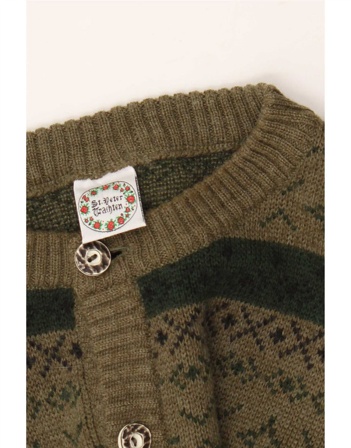 Maglione cardigan da uomo St. Peter Trachten medio kaki Fair Isle acrilico
