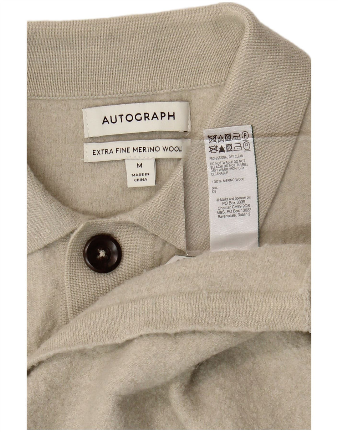 Maglione cardigan autografo da uomo Marks & Spencer in lana merino beige medio