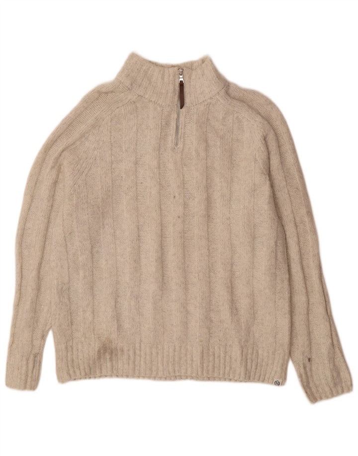 Maglione da uomo Marks & Spencer con zip e collo in acrilico bianco sporco medio