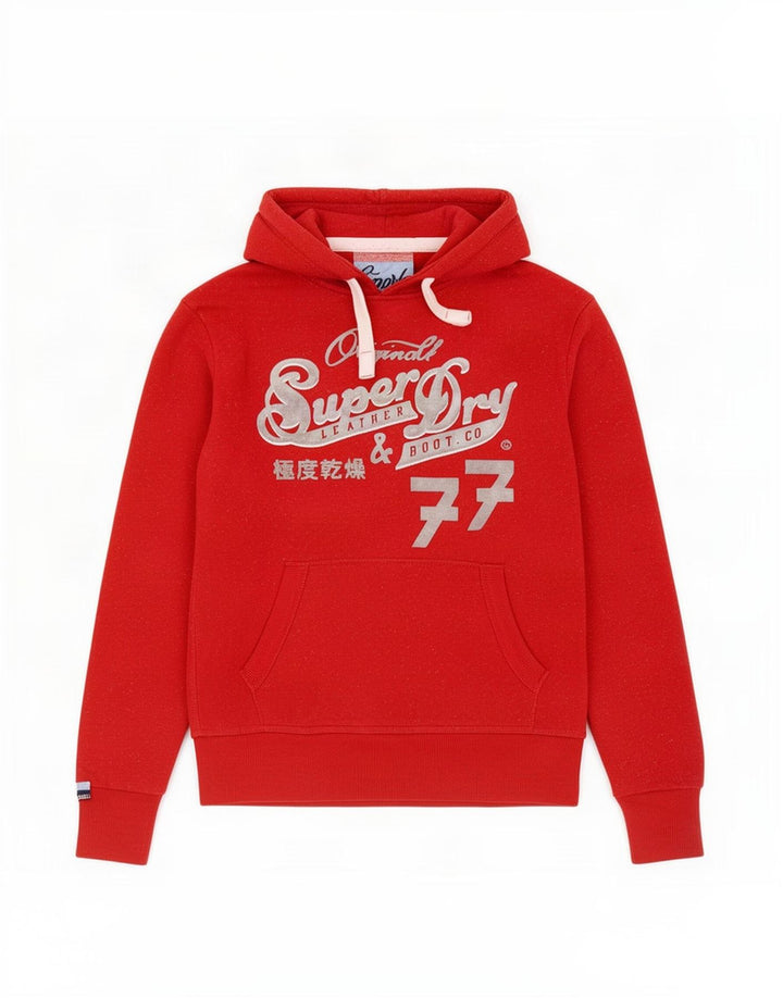 Maglione con cappuccio grafico da uomo Superdry in cotone rosso medio