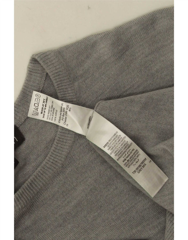 Maglione maglione girocollo da uomo Marks & Spencer grande acrilico grigio