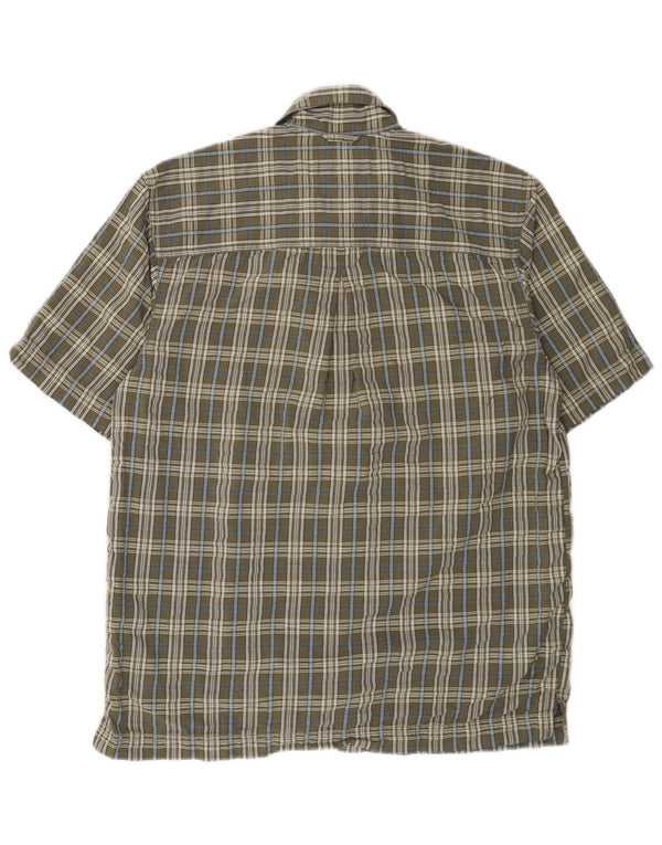 EDDIE BAUER Camicia a maniche corte da uomo in cotone a quadri grigio piccolo