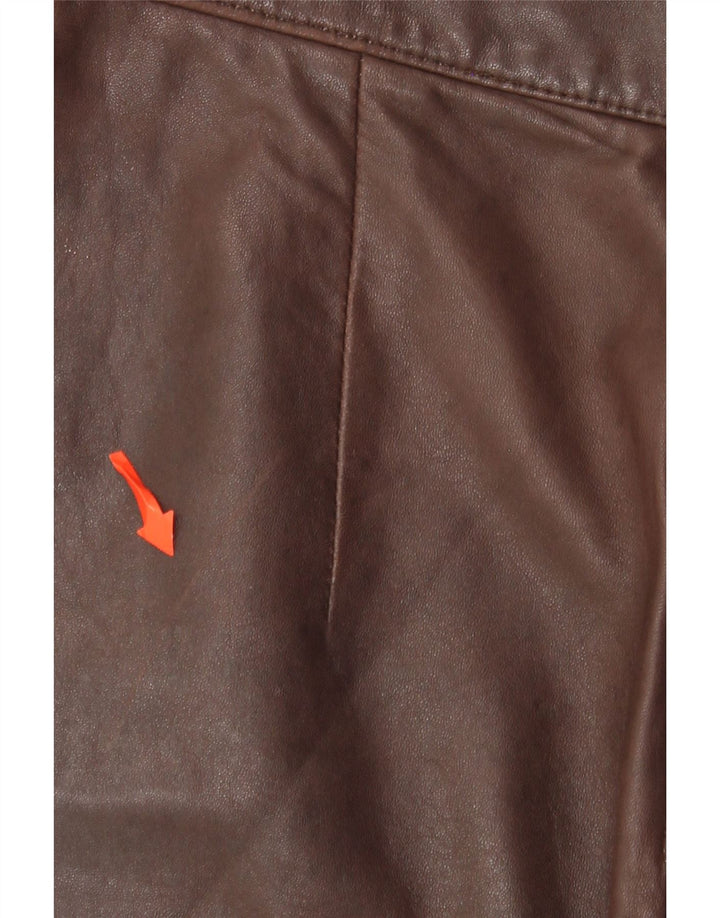Gonna in pelle vintage da donna W28 in pelle marrone medio