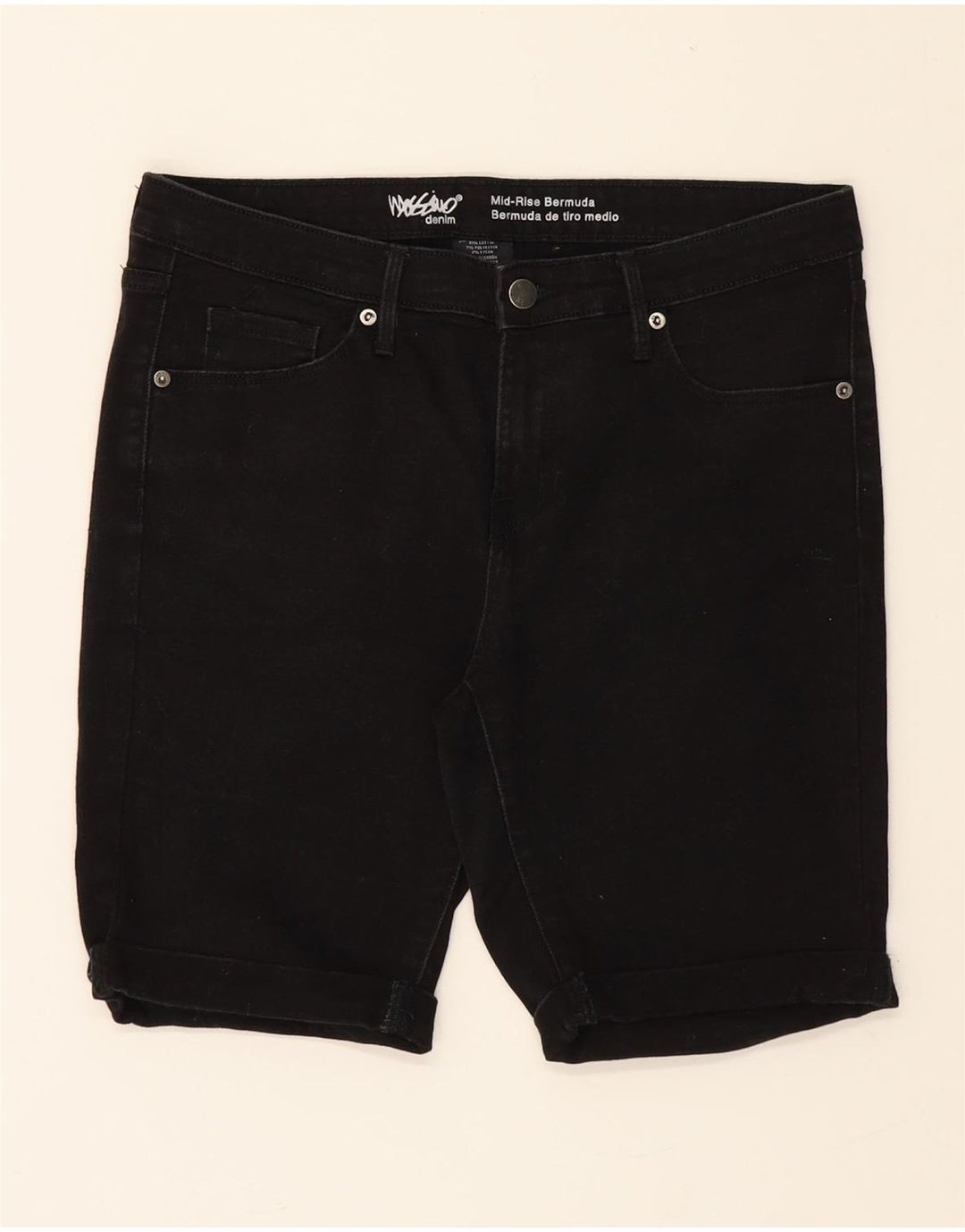 MOSSIMO Womens Mid Rise Denim Shorts US 10 Large W30 Black Cotton Vintage Mossimo and Second-Hand Mossimo from Messina Hembry 
