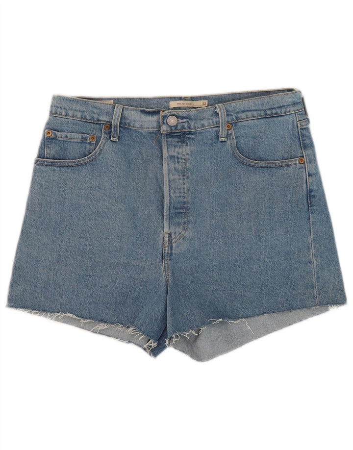 Pantaloncini di jeans Ribcage da donna Levi's W32 Large in cotone blu