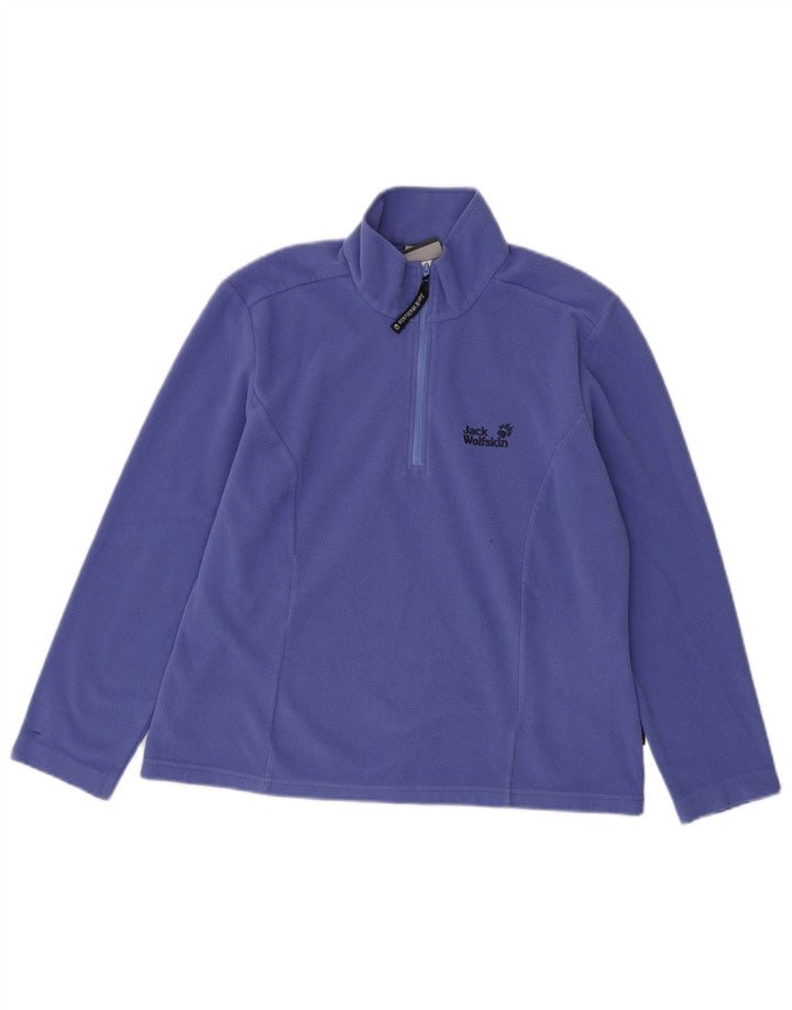 JACK WOLFSKIN Maglione in pile da donna con collo e zip UK 12 Poliestere viola medio